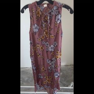 Wild Pearl, XS, brown w pale blue & yellow flowers